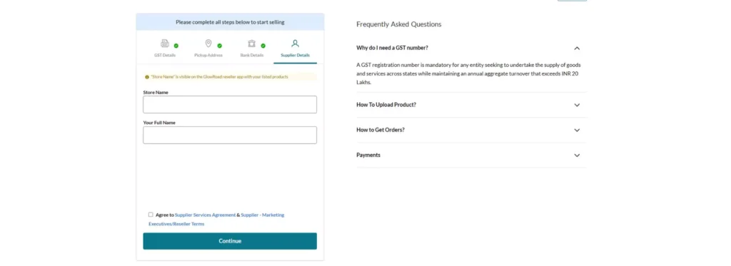 glow road seller portal