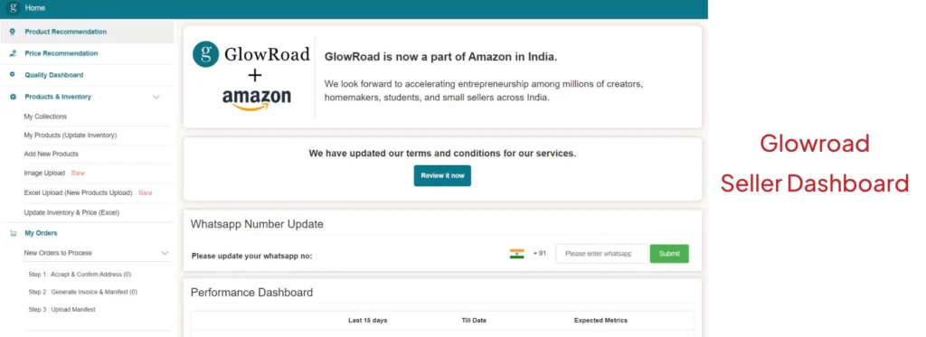 glowroad seller dashboard