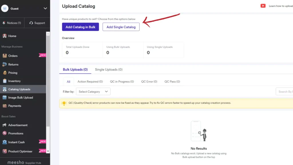Meesho seller dashboard