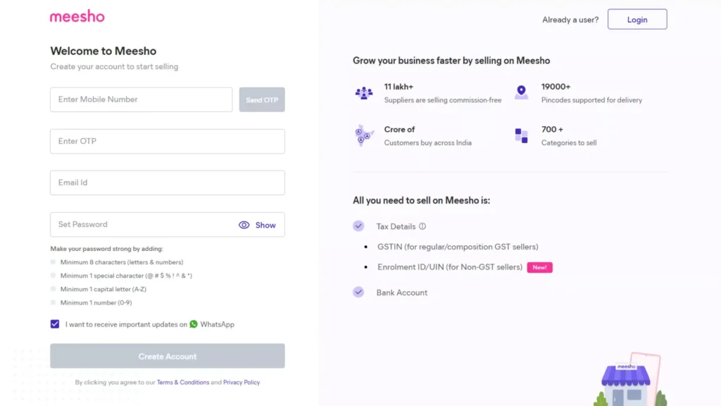 meesho seller login